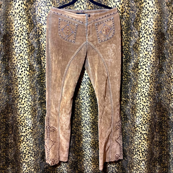 Vintage JNCO Suede Studded Rhinestone Pants